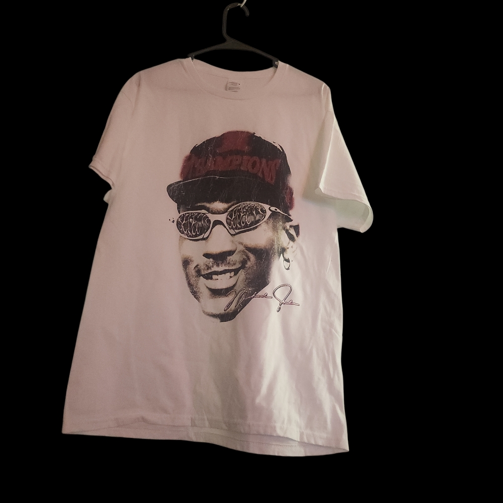 White Graphic T-Shirt Michael Jordan Big Head Size L New - Picture 2 of 3